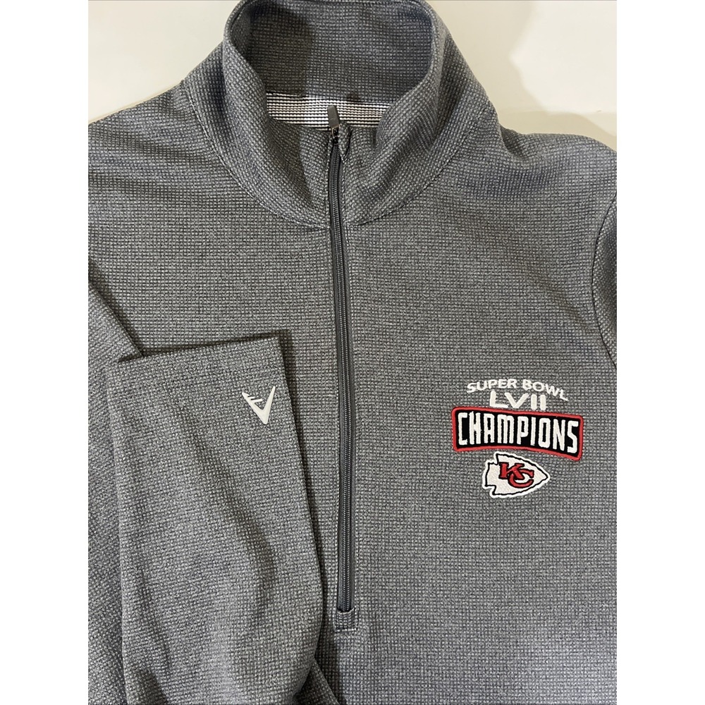 Kansas City NFL Super Bowl LVII‎ Antigua 1/4 Zip Gray Pullover Size M Women's